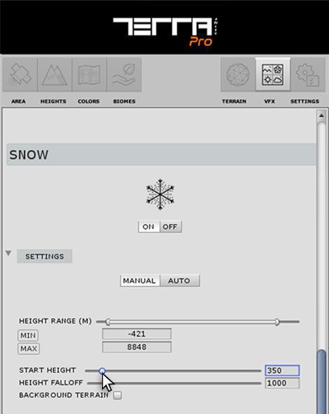 Snow Height on TerraWorld