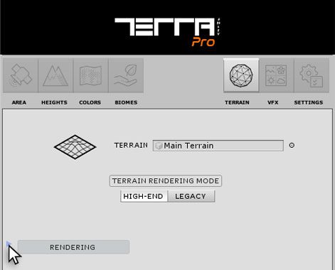 Rendering Tab on TerraWorld