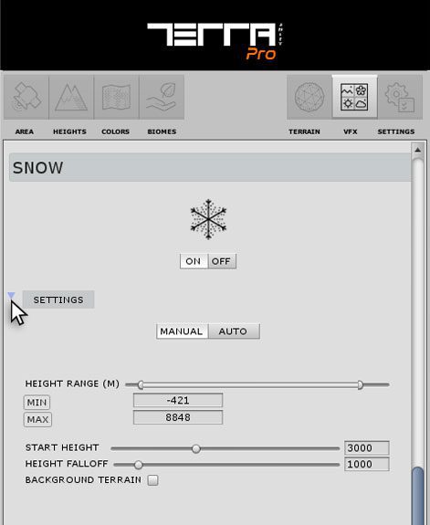 Snow Setting on TerraWorld